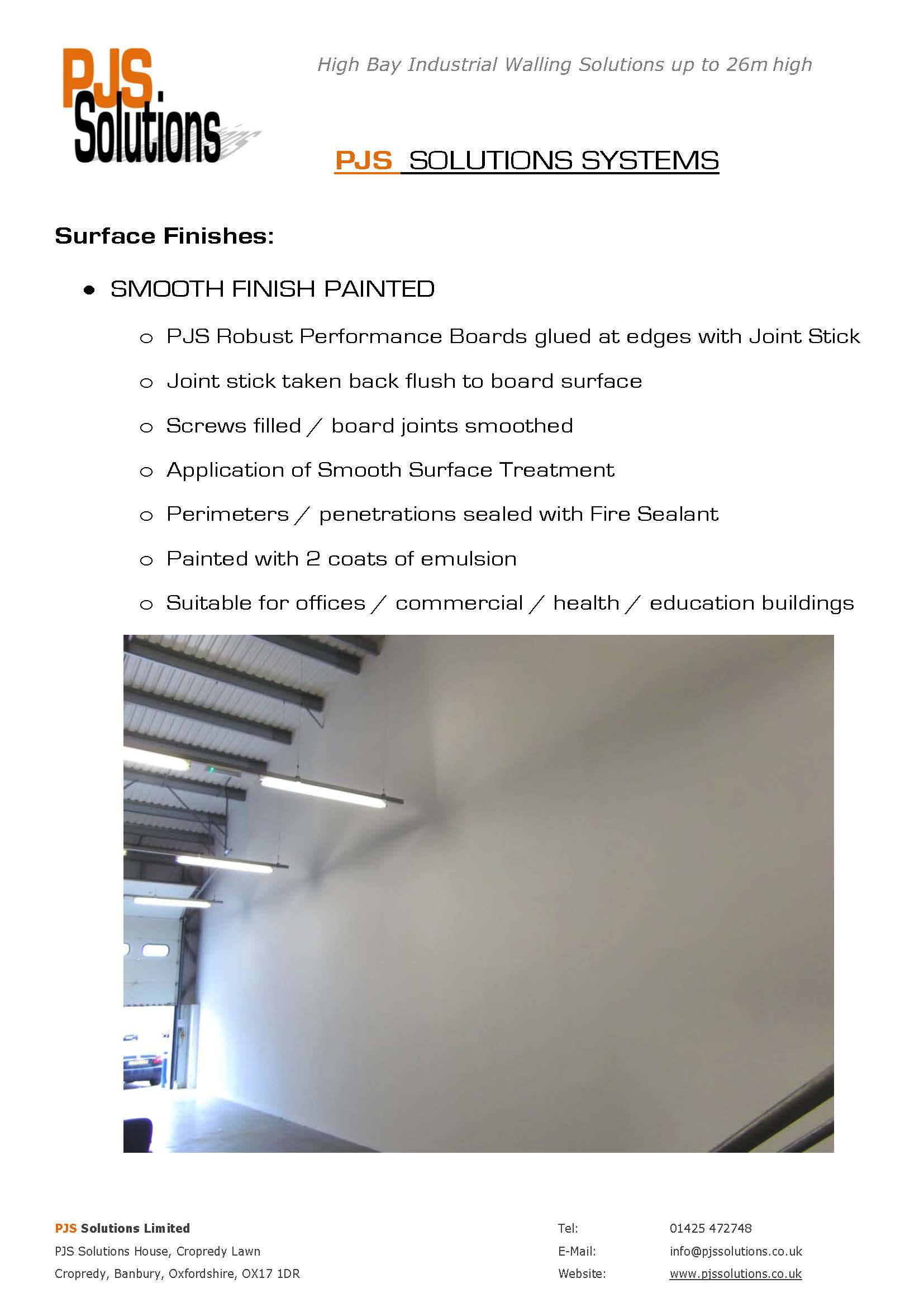 PJS SOLUTIONS PARTITION SYSTEMS Surface Finishes - SMOOTH FINISH PAINTED
